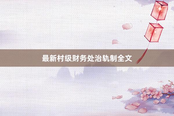 最新村级财务处治轨制全文